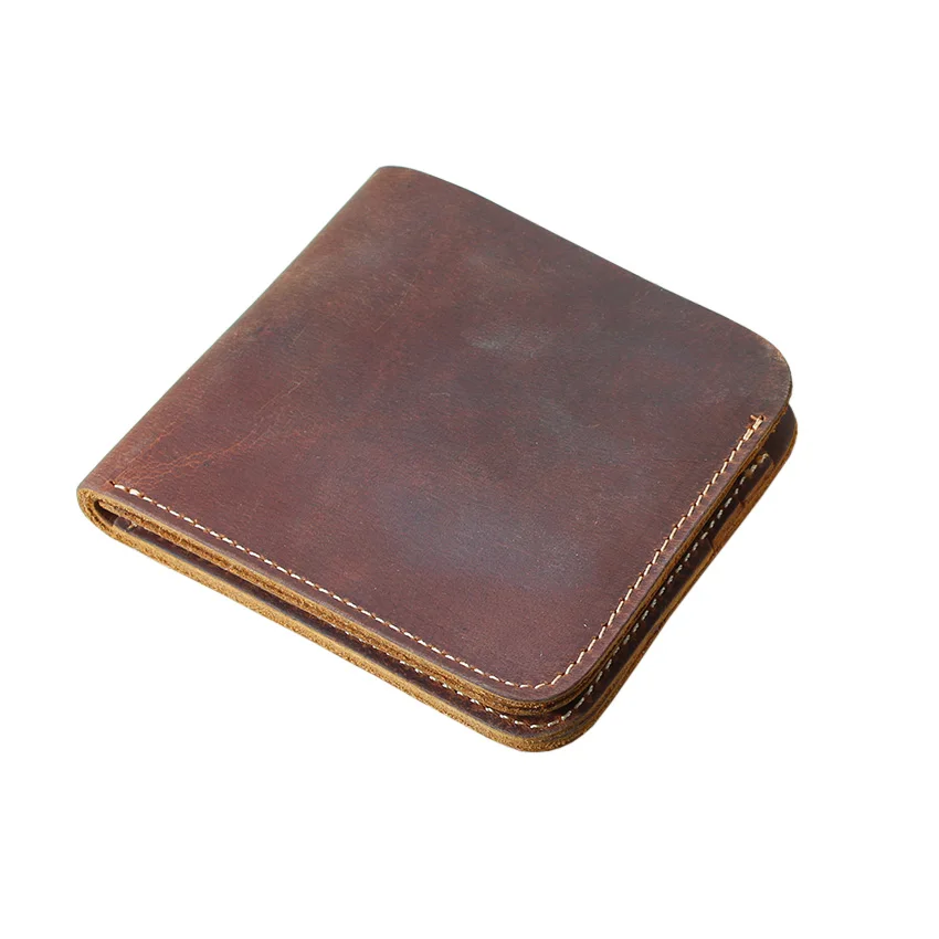 

Handmade Genuine Leather Wallet for Men Retro Short Male Purses Crazy Horse Leather Wallets Cash Cards Holder Money Bag