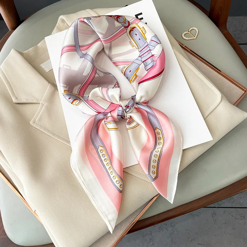 Luxury Women Scarf 70*70cm Print Silk Square Scarf Women Soft Satin Hairband Neckerchief Office Hijab Headband Foulard Gift