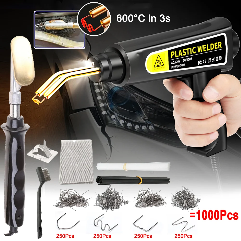 Plastic Welding Machine 70/100W Hot Stapler Plastic Bumper Soldering Iron Garage Tools PVC Welder Gun Car Bumpers Repair Kit