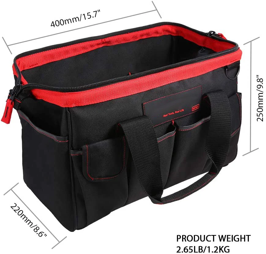 Tool Bag 16-inch Tool Storage Kit 7 Pockets Electrical Kit with Adjustable Shoulder Strap