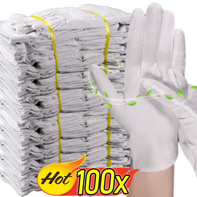 

Etiquette White Cotton Gloves High Stretch Work Gloves Film SPA Jewelry Mittens Sweat Absorption Household Cleaning Wholesale