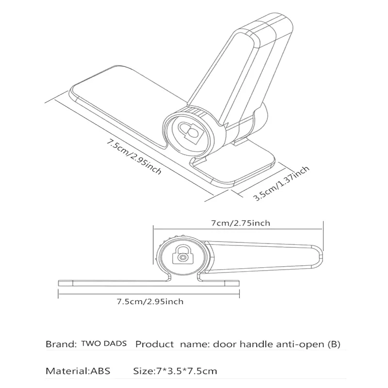 2 قطعة قفل رافعة الباب المقاوم للأطفال يمنع الأطفال الصغار من فتح الأبواب سهل التشغيل بيد واحدة للبالغين قفل أمان ABS متين