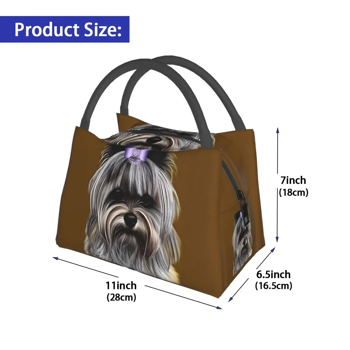 Yorkshire Terrier Lunch Bag For Unisex Dog 3D Printed Lunch Box Casual Travel Cooler Bag Portable Thermal Tote Handbags