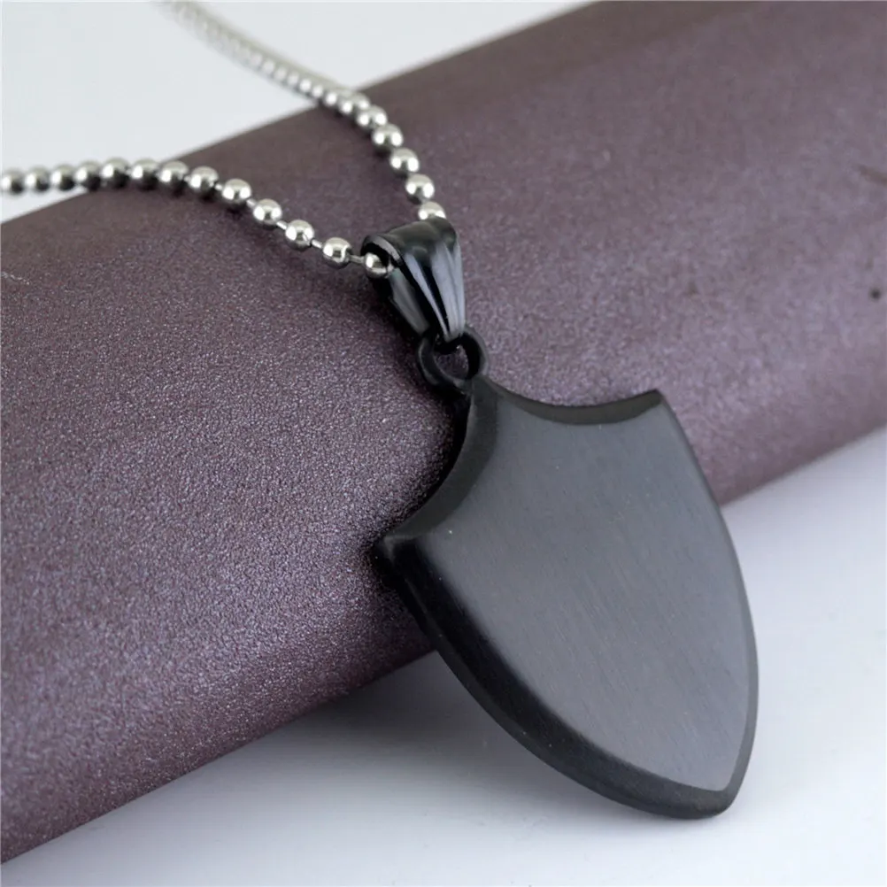Shield Pendant Black Titanium Steel Rust Resistant Charm for DIY Jewelry Making Necklace Bracelet Anklet Accessory