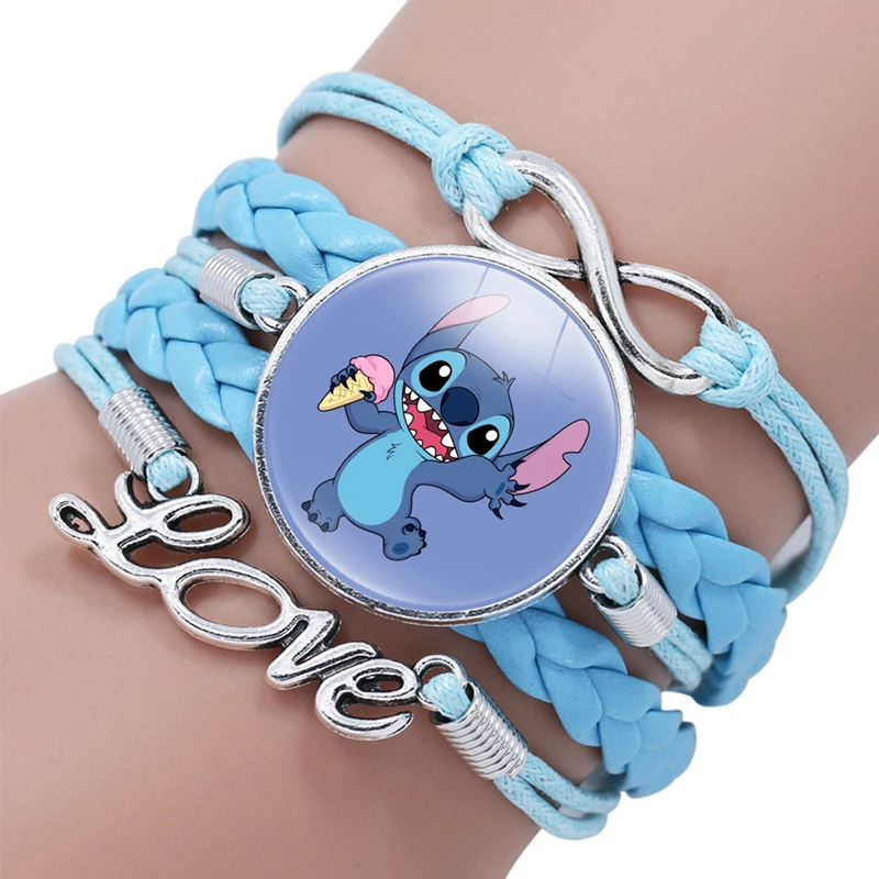 1pcs Disney Stitch Bracelet Cartoon Lilo & Stitch Anime Figures Print Cute Wristand Present Kids Toys Girls Christmas Party Gift