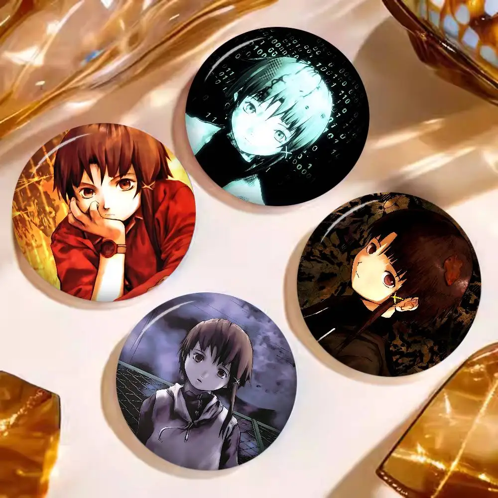 Anime Serial Experiments Lain Anime Button Pin Handmade Brooch for Clothes Cartoon Badge Backpack Decoration Jewelry Accessories