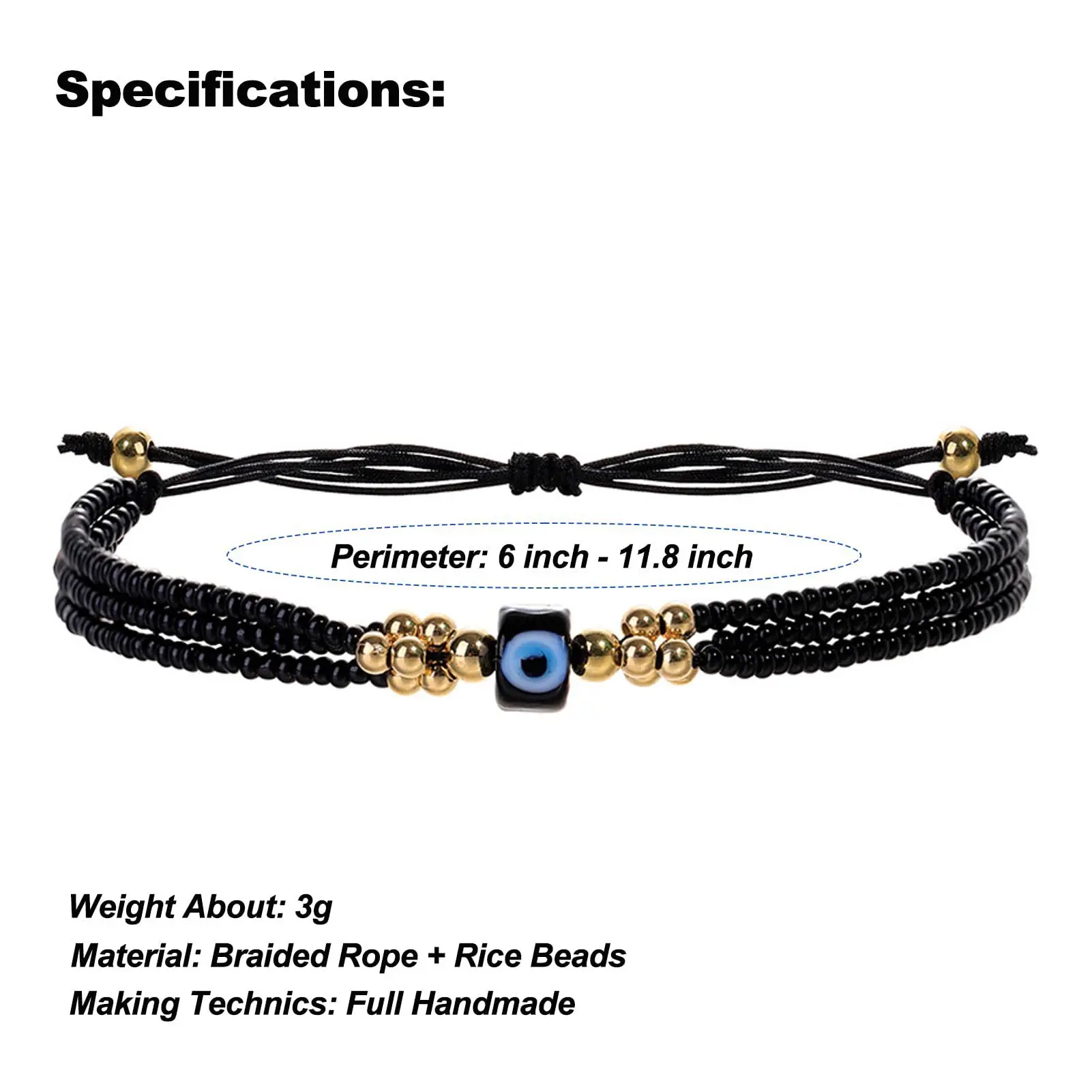 Rice bead bracelet Eye Block Hand knitting Multilayer Originality Bohemia Fashion Female Simple Adjustable Beaded bracelet