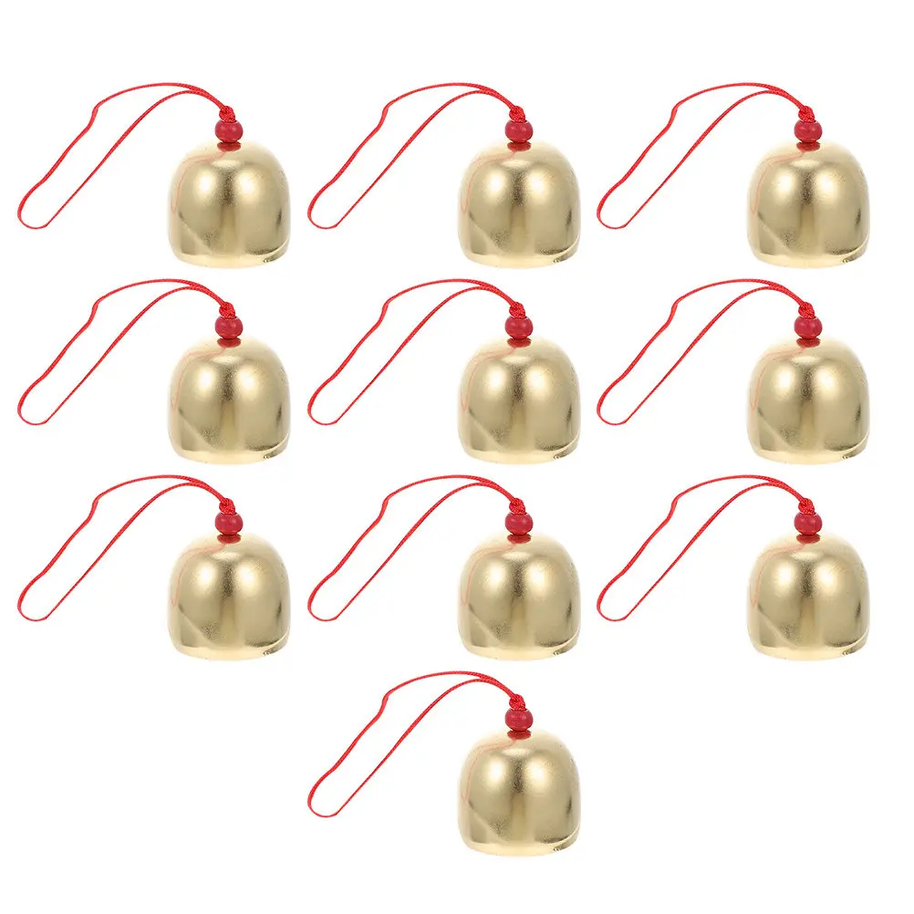 10Pcs Exquisite Copper Bell Pendant for DIY Craft Home Decoration Wind Chime Door Ornament Anti-Theft Hanging Bell Crisp Sound