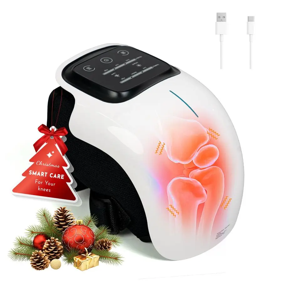 

2026 New 3in1 Cordless Knee Massager with Heat, Red Light Therapy amp 3 Vibration Modes, 3 Heating Levels, Heated Knee Pad for P
