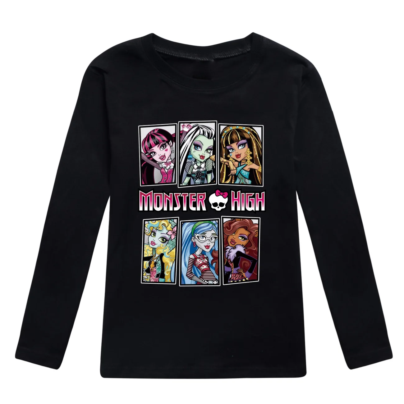 Children's Long-Sleeved Boys Girls Summer New Monster High T-Shirt Baby Thin Bottoming Shirt Kids Casual Streetwear Wear Tops