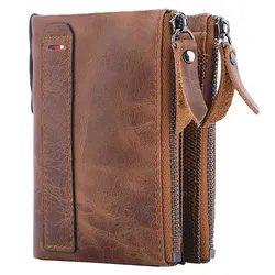 Men Wallets 100% Genuine Cow Leather Short Card Holder Leather Men Purse High Quality Luxury Brand Male Wallet