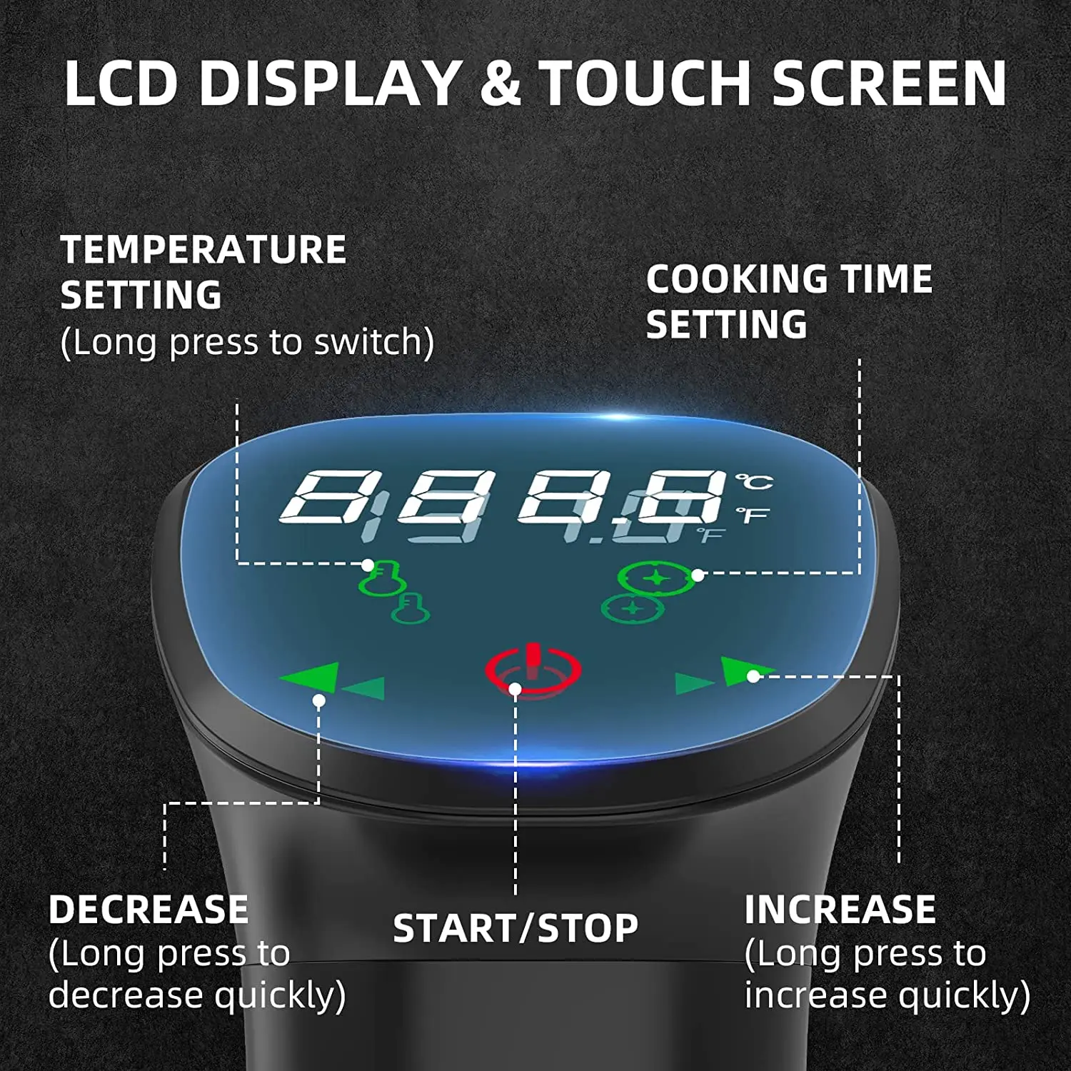 LCD 터치 침수 순환기 수비디 쿠커, 정확한 요리 IPX7 방수 진공 쿠커, 디지털 디스플레이, 1100W