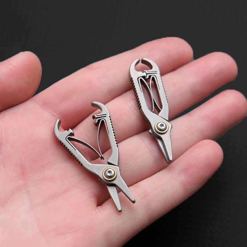 48MM Titanium Alloy Buckle Nose Hair Scissors EDC Tool Snap Lock Scissors Eyebrow Trimming Tool Outdoor Portable Scissors