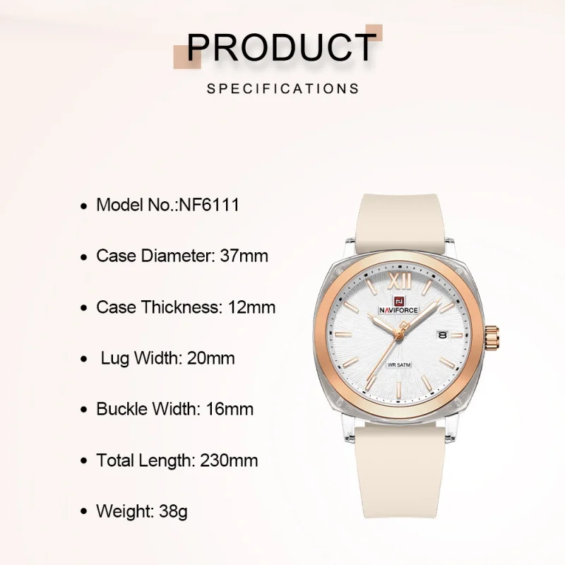 NAVIFORCE Minimalist Style Women's Creative Quartz Watch Elegant Simple Waterproof Leisure Sports Calendar Ladies Wristwatch view 3