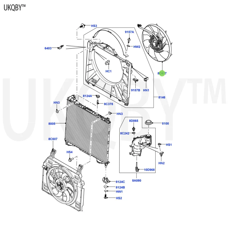 La nd Ro ve r Sp or t Ra ng e Ro ve r 2010-2013 LR112860 Fan Assembly LR112860 LR012644