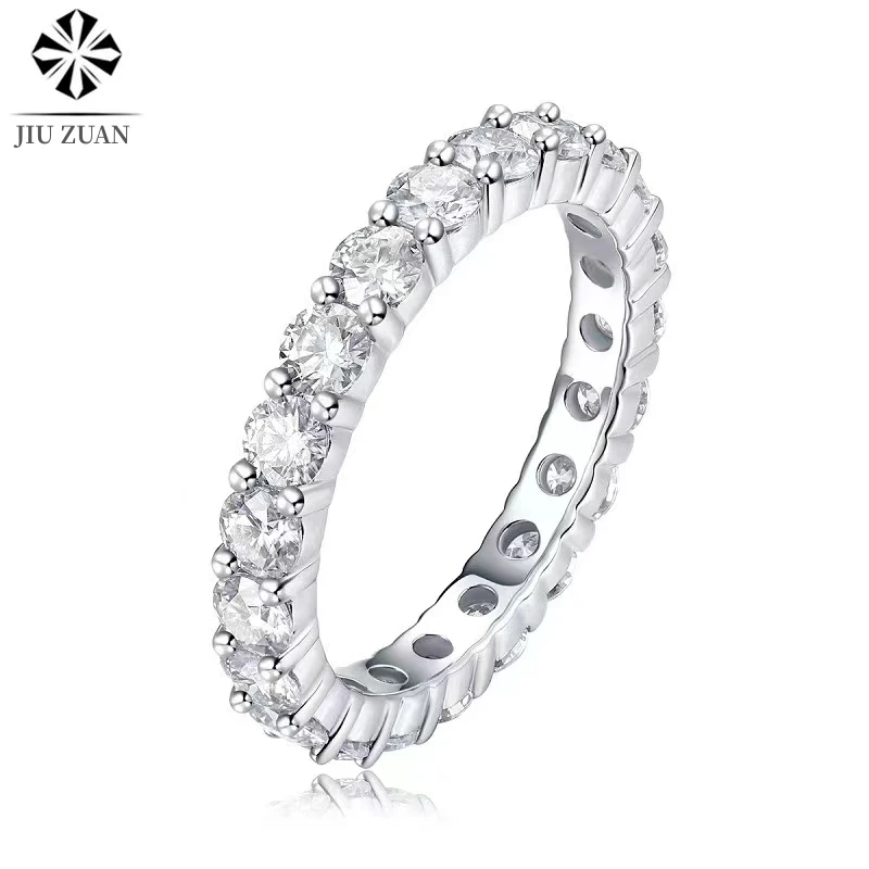 

JIU ZUAN 2.1ct D Color Moissanite Ring for Woman Wedding Jewely with GRA 925 Sterling Sliver Plated 18k White Gold Wedding Band