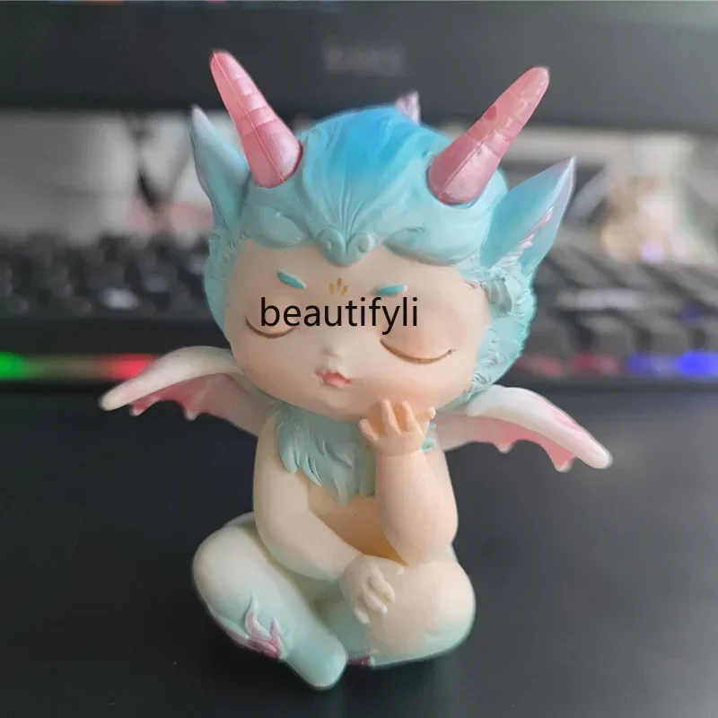 Oosterse mythische beest blinde doos antieke jongen en meisje verjaardagscadeau, tafelblad ornament auto decoratie kinderspeelgoed