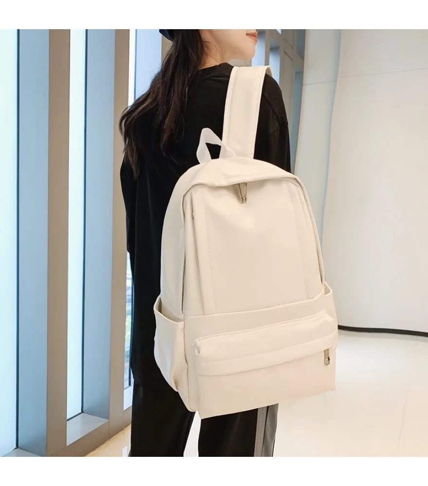 Japanese simple and versatile PU schoolbag female college student high school junior high school student large-capacity computer