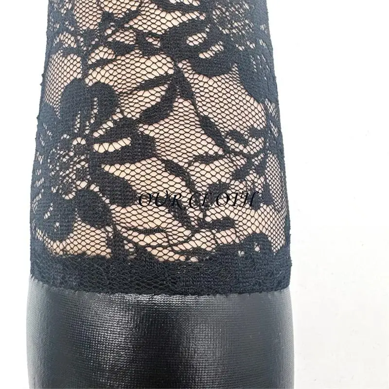 Leather Lace Elbow Length Gloves Long Operas Party Gloves Cosplay Halloween Costumes for Womens Girls Y1AC