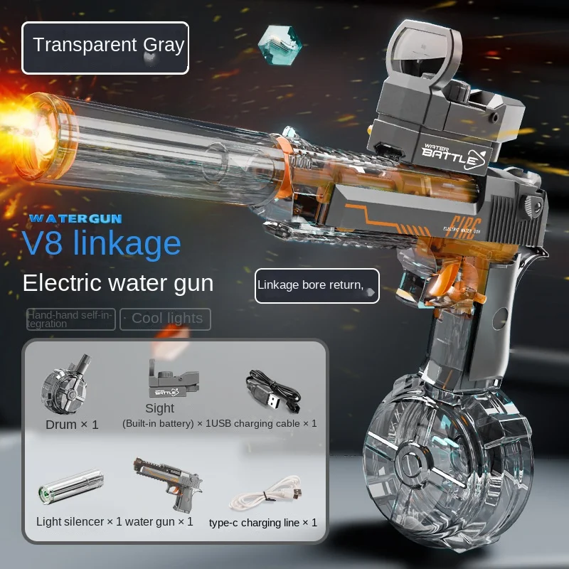 

2025 Summer Electric Water Gun Water Gun Realistic LED Light Effects Children Toy Fully Automatic Continuous Shooting Water Gun
