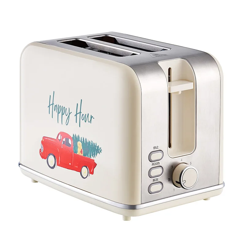 780w White Retro Automatic Toaster Oven Bread Machine Stereo Baking Sandwich Breakfast 7gear Adjustment