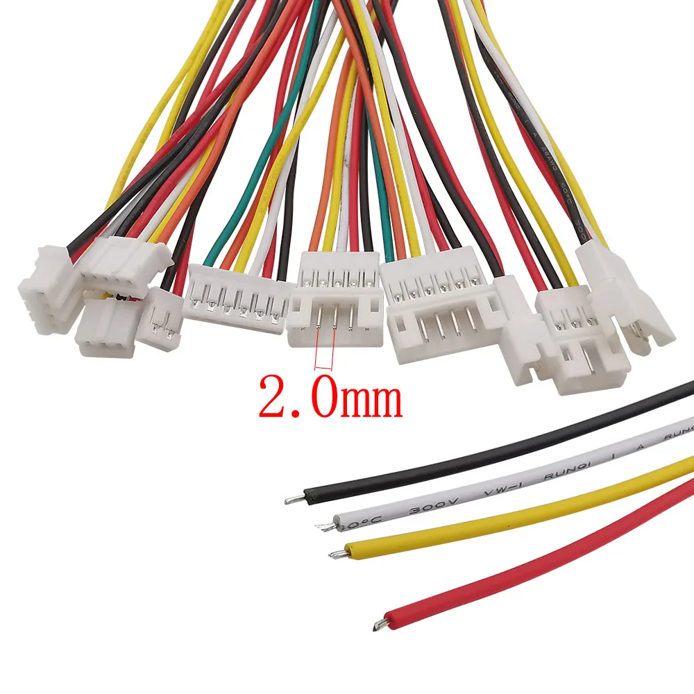 5Pair 1.25mm 2.0mm 2.54mm Pitch Mini JST PH XH SM Male Female Plug Socket Terminal Wires Cables Connector 2/3/4/5/6 Pin view 4