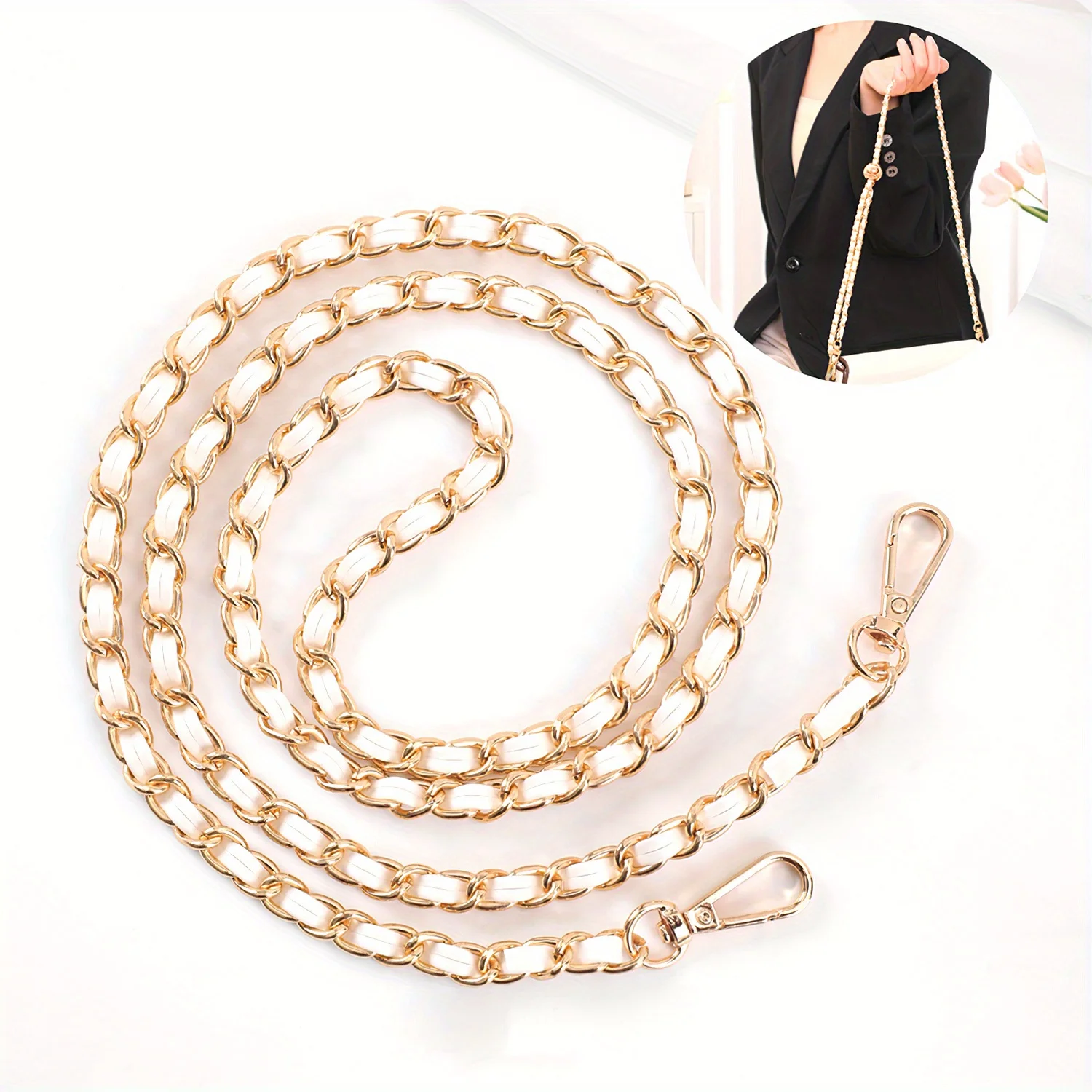 Metal Chain Purse Straps Replacement Crossbody, DIY Purse Chain Accessories, Crossbody Bag and Handbag Strap