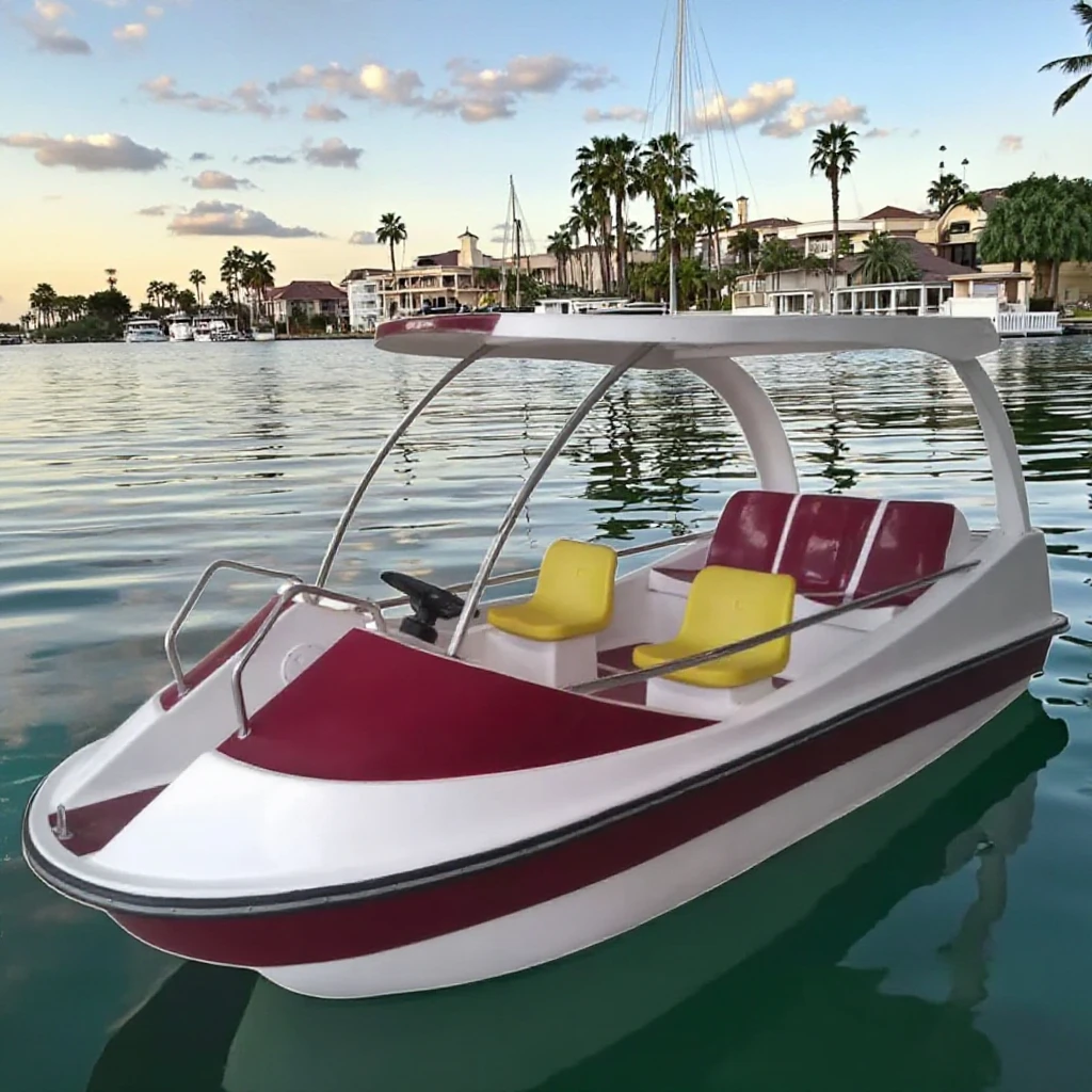 Elektrisches Glasfaserboot für 5 Personen mit Strom zum Verkauf, blaues Batterie-Glasfaser- und verzinktes Boot