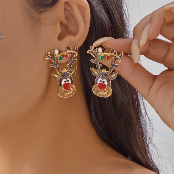 Women's Christmas Light Bulb Drop Earrings, Festive Design