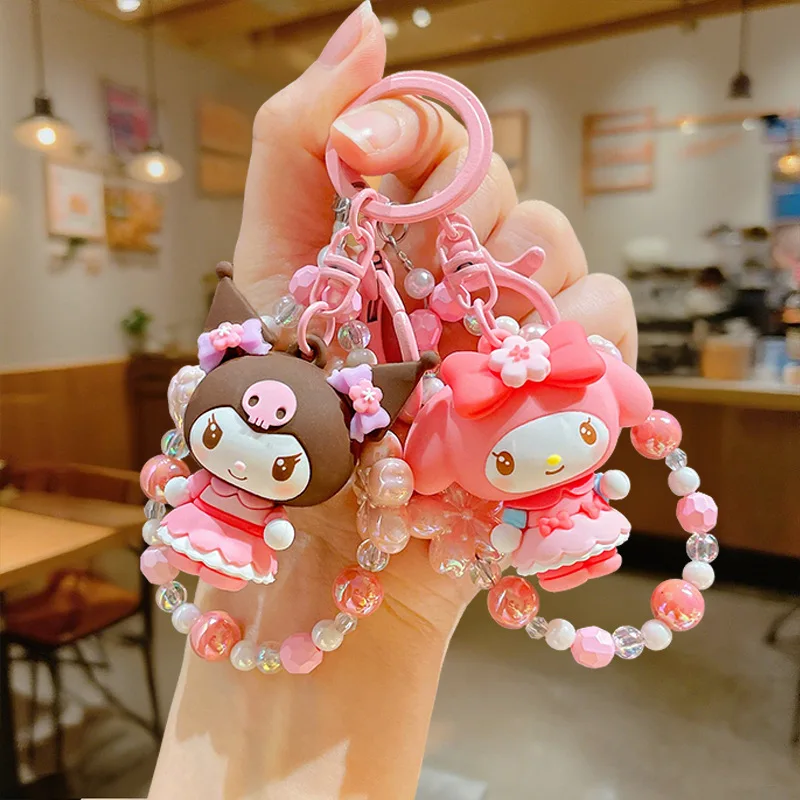 Genuine Cherry Blossoms Sanrio Characters PVC Action Figures Dolls Keychain Car Key Small Pendant Backpack Hangings DIY Gifts
