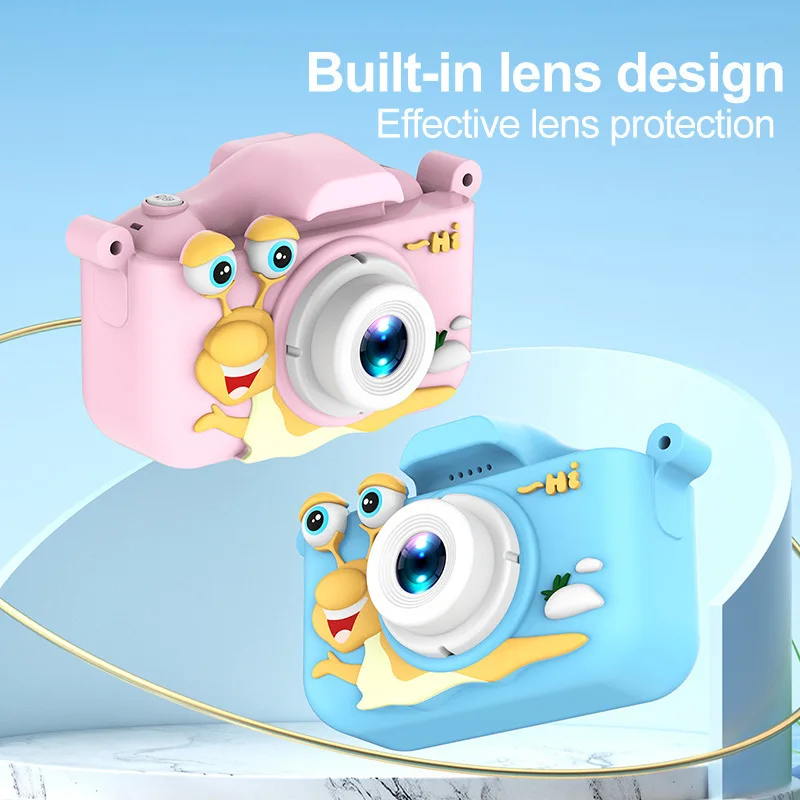 Luxmoc Kids HD Mini fotocamera digitale SLR Cute Puzzle Cartoon Snail Filter Camera HD Dual Lens Camera fotocamera multifunzione