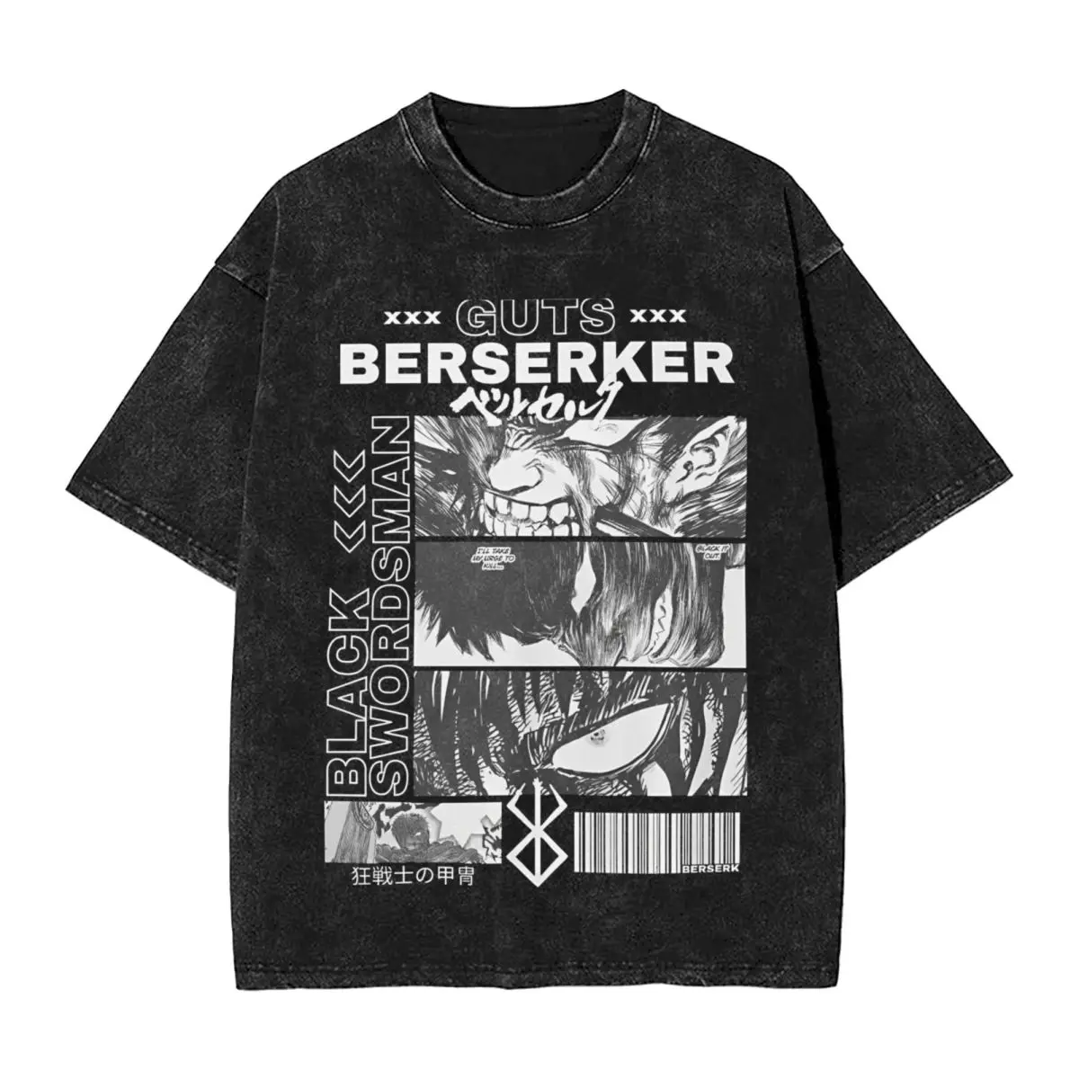 Berserk Japan Anmie Manga Fan Gift Merch Washed T Shirt for Men Women Streetwear Hip Hop T-Shirts Summer Tees 100% Cotton