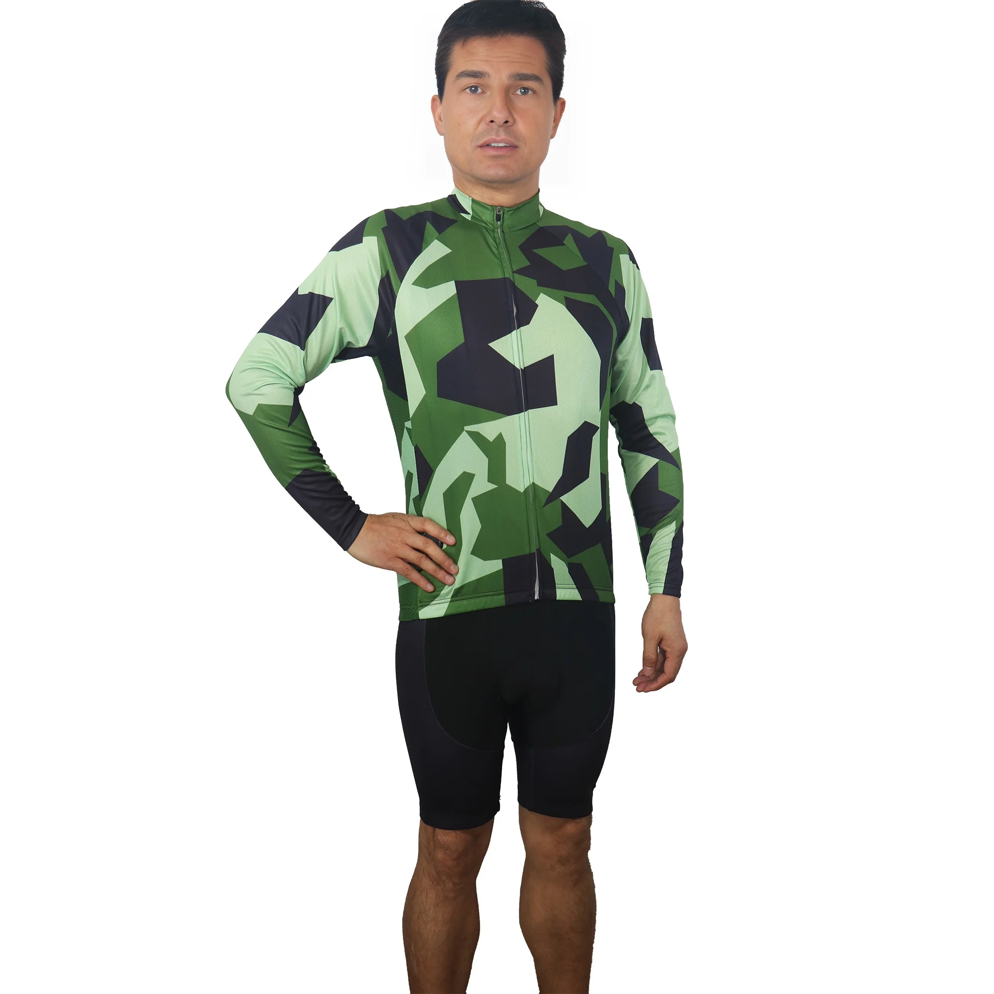 

Cycling Jersey Camo Men Pro Team Short Sleeve Road Green Bicycle Jacket Run Climbing Shirt Clothes Bike Cool Downhill Pocket Top