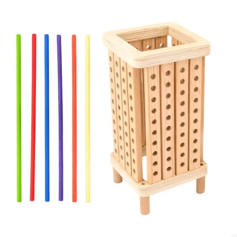 D7YD Educational Hexagon Stapelblöcke Holz farbenfrohes Spielzeug für Kinder Vorschulalter, um Farbenformen und Stabilität zu