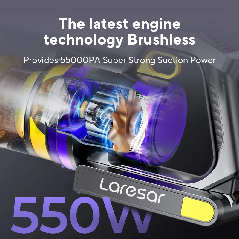 Laresar X11 550 واط 55000PA شفط الطاقة مكنسة كهربائية لاسلكية يده المنزل الذكي كوب الغبار 60 دقيقة وقت التشغيل 3 قطعة مجموعة Filte