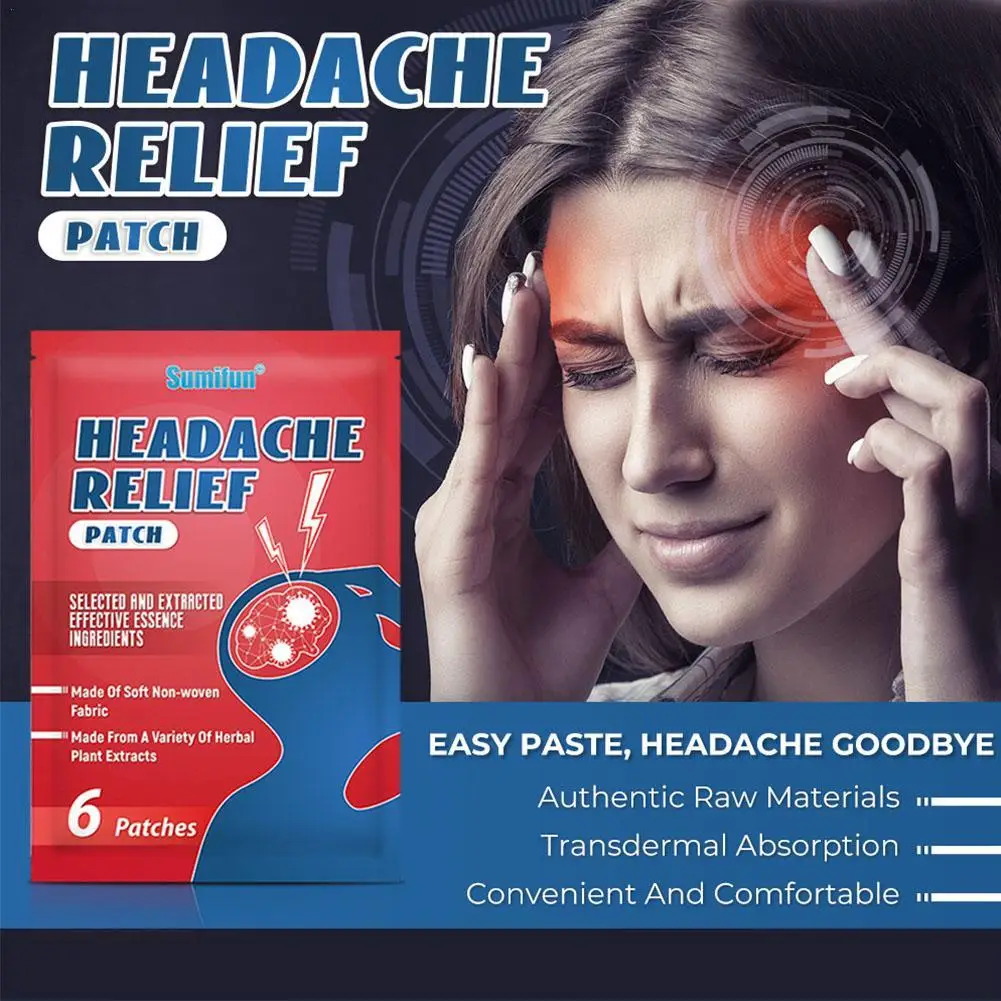 6pcs/box Relieve Headache Relief Patch Treat Migraine Sickness Dizziness Anti Headache Stickers Help Sleeping Relax Head Sticker