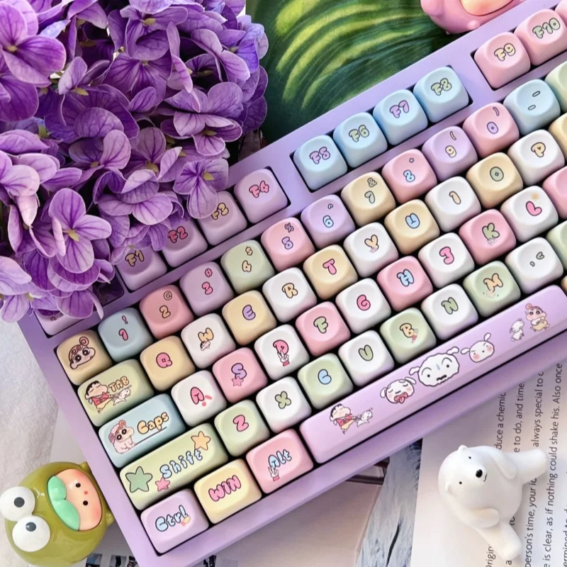 Crayon Shinchan Anime Theme Keycaps 135key Moa Cherry Profile Pbt Hot Sublimation Mechanical Keyboard Anime Peripheral Keycaps