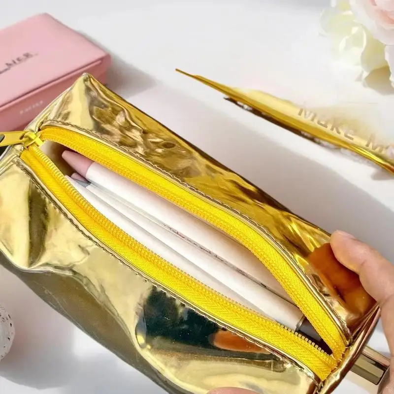 Simulation Gold Bar Pencil Case-Large Capacity Vintage Design StationeryOrganizer,Multi-Functional StorageBag with CulturalTheme