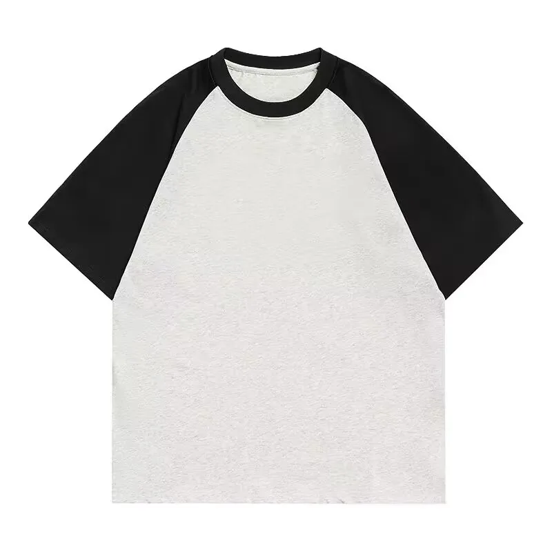 T-shirt da donna con maniche Raglan corte a 5 quarti Casual Patchwork sciolto popolaro-collo pigro stile coreano semplice Vintage Ulzzang INS