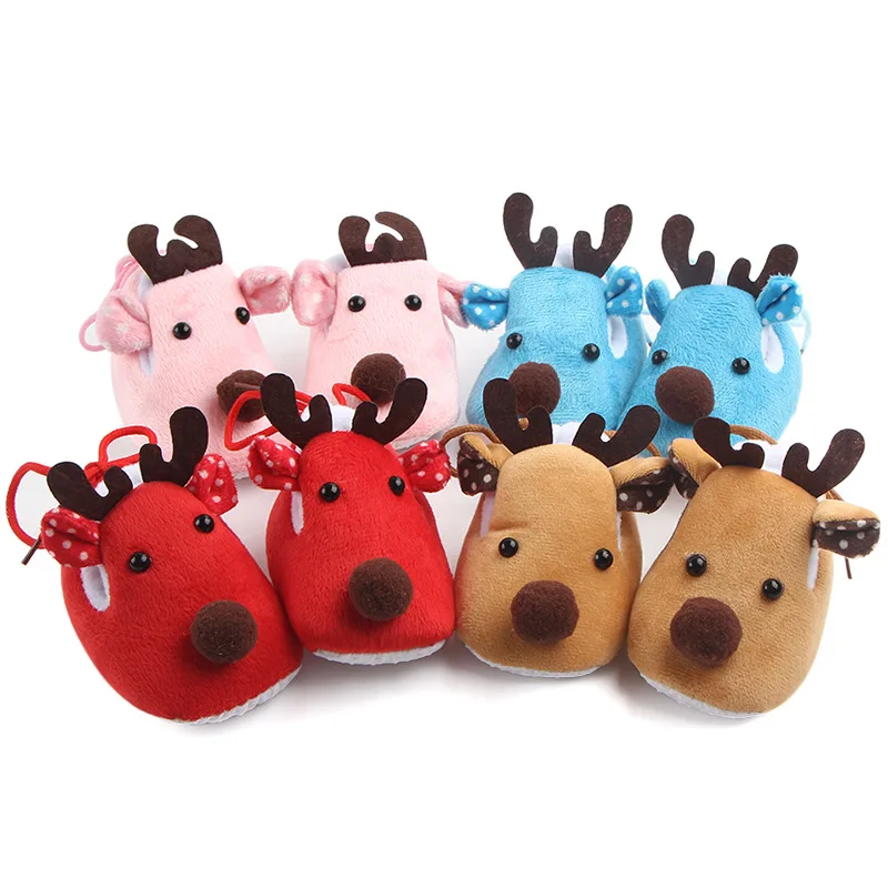 New autumn and winter wholesale super soft-soled velvet baby shoes,Christmas gift deer toddler shoes 1225