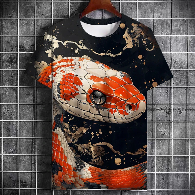 Snake Graphic T-Shirts Animal 3D Print Men Women Short Sleeve T Shirt Streetwear Oversized Y2K Harajuku Tees Tops  Clothing