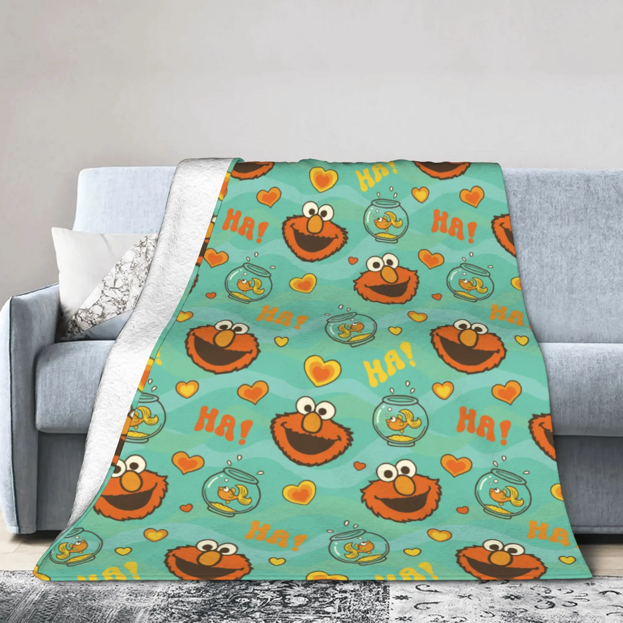 Elmo and Goldfish Sesames Streets Blankets Fleece All Season Multi-function Super Warm Throw Blanket for Sofa Couch Quilt