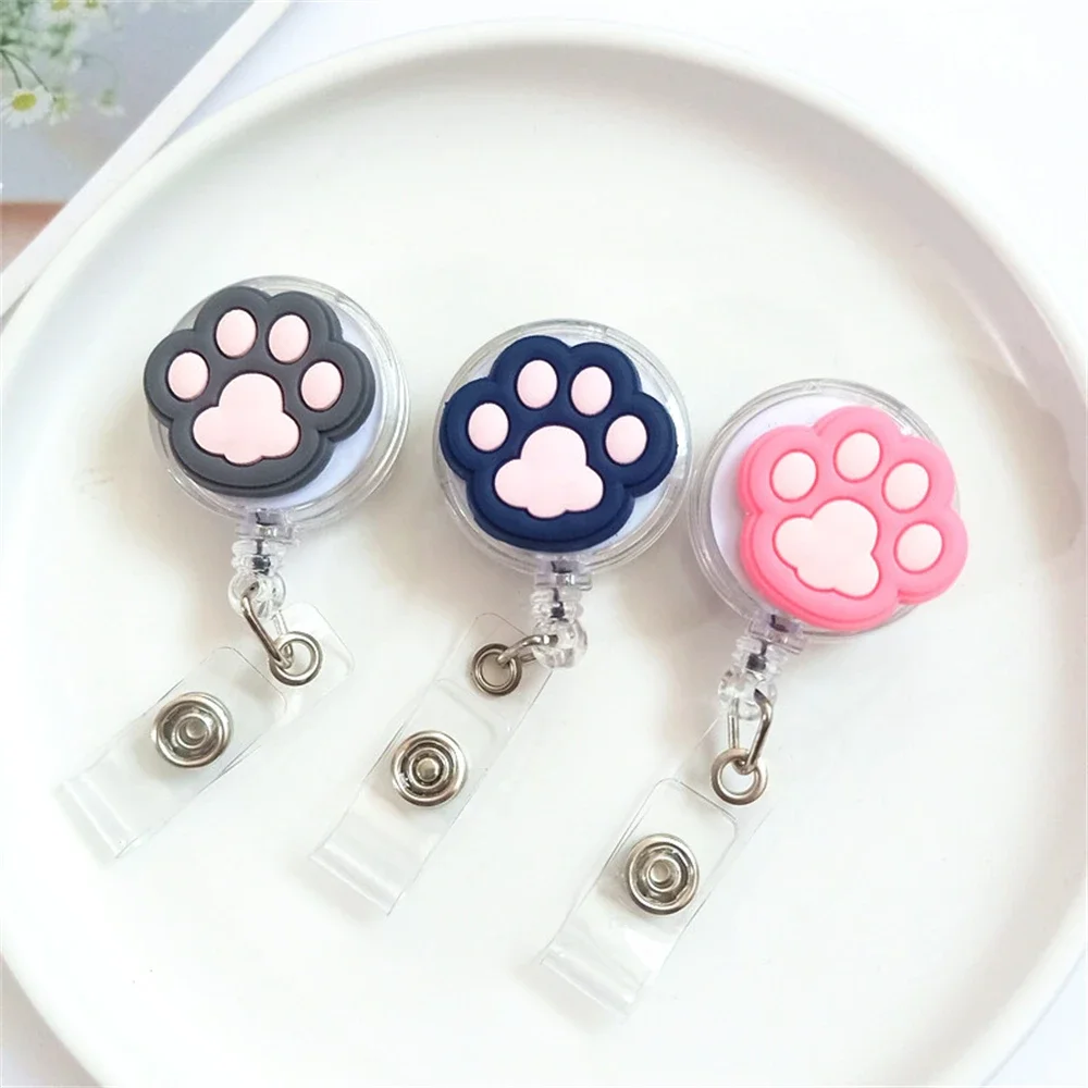 Cat Claw Retractable Badge Holder for Nurses Porta Credencial Name Tag Cartoon Id Card Holder Lanyards Badge Reel Clip Accessory