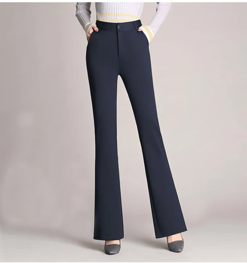 Damen Business Casual Hosen, Bequeme Bürokleidung mit Taschen, Elegante Regular Fit Arbeitshosen – Detail 3