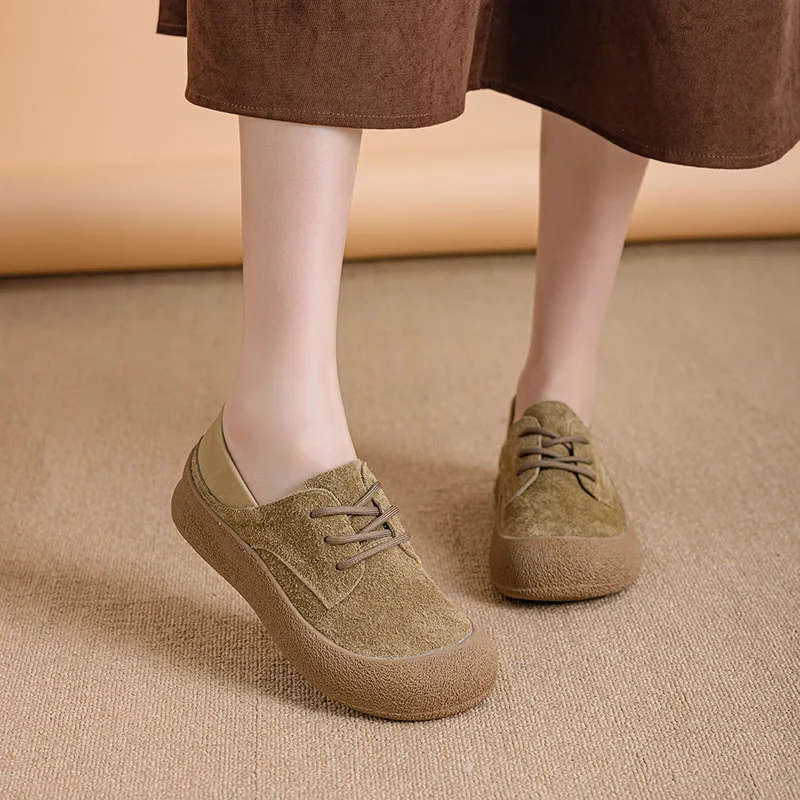 

AIYUQI Genuine Leather Casual Shoes For Women 2026 Spring New Lace-up Women's Sneakers Large Size Women's Flat Shoes