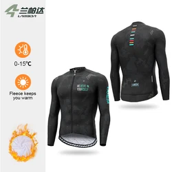 LAMEDA Winter Warm Fleece Cycling Jersey Men's Women's Long Sleeve Cycling Jersey MTB Warm Full Zip Road Cycling Jersey