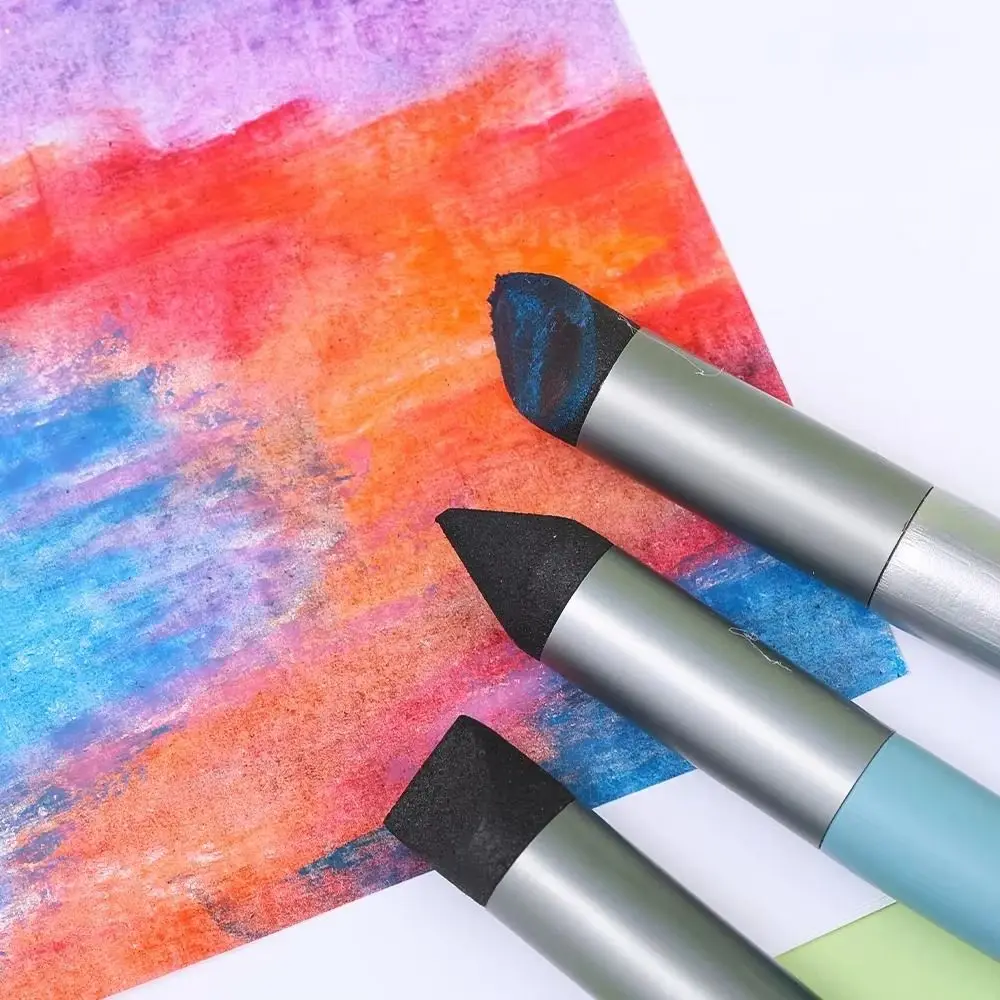 3Pcs Soft Sponge Head Oil Pastel Blending Pen Washable Wipe Smudge Pen Reusable Lightweight Paintbrushes