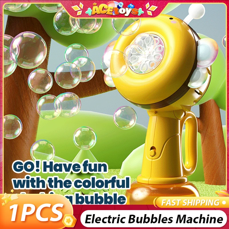 かわいい蜂バブルマシン楽しい安全な漫画ハングヘルドポータブルスムーズ 1 クリックスタートミニ電気泡おもちゃ