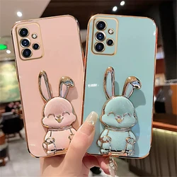 Cute Rabbit Bracket Case For Samsung Galaxy A53 A52 A23 A13 A72 A22 A32 4G 5G A04 A14 A34 A54 A52S Plating Stand Silicone Cover