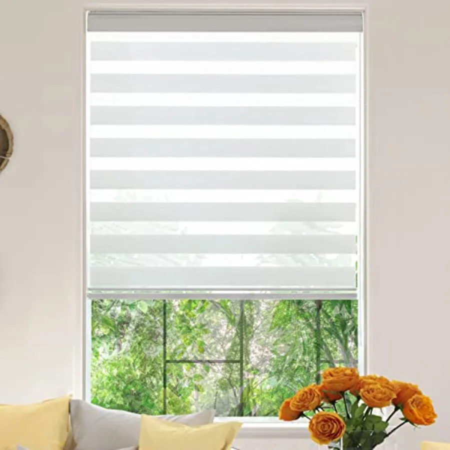 

Zebra Roller Window Blinds, Custom Cut to Size, Roller Blinds Dual Layer Roller Shade Blinds,,Fixed 72 InchesHigh, 24 Inch Widt